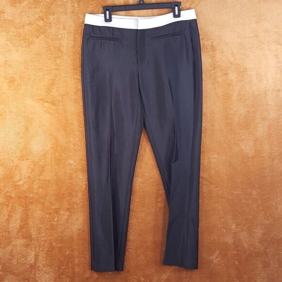 HELMUT LANG Womens Pants Size 8 Black Sateen Tapered Leg Single Pleat Trouser - Picture 1 of 8